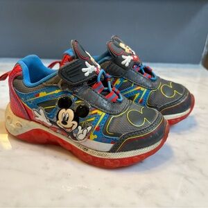 Mickey Mouse Light-Up Kids Sneakers - Gray and Red - Size 9